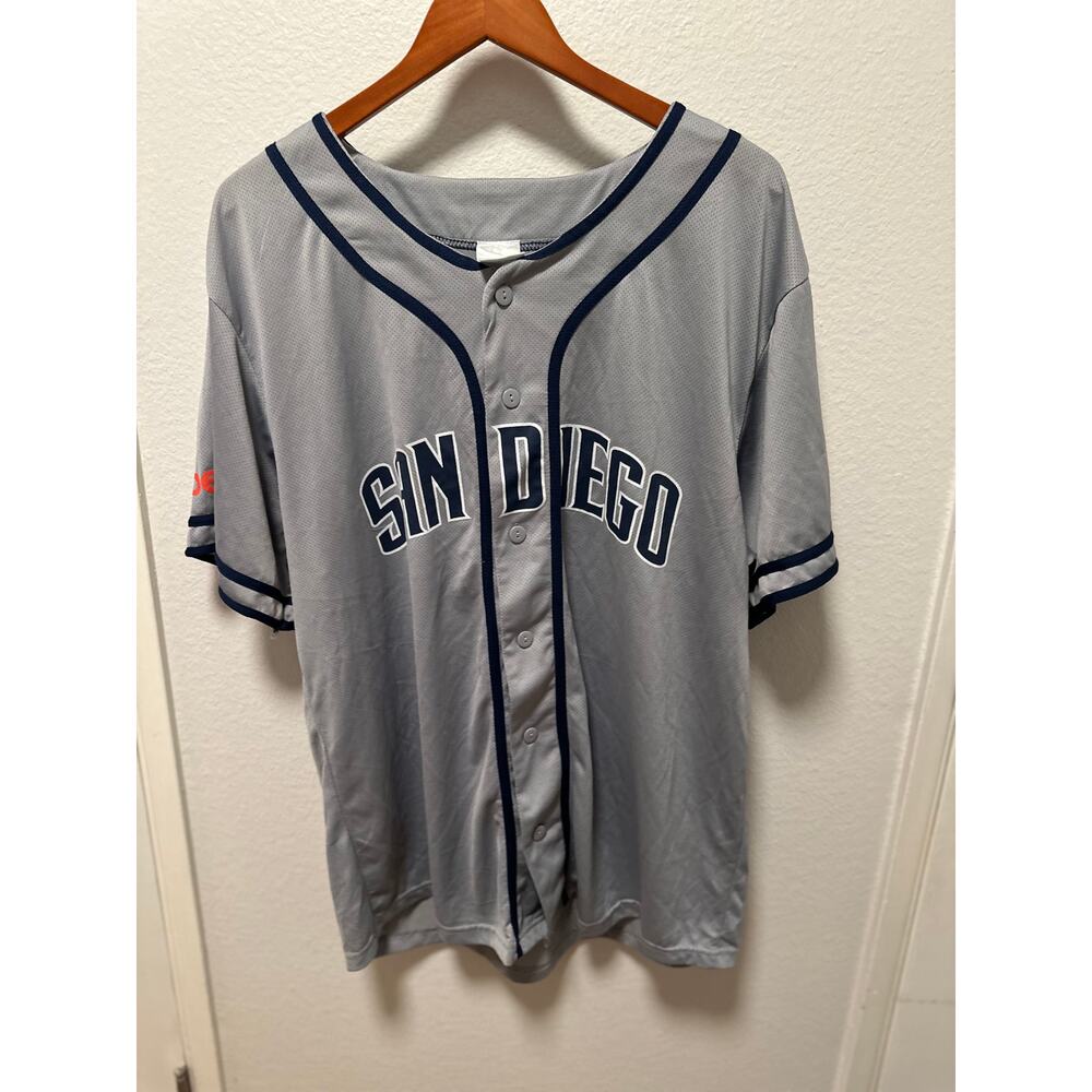 San Diego Padres Jersey Mens XL Gray Navy MLB Baseball Carlos Quentin 18